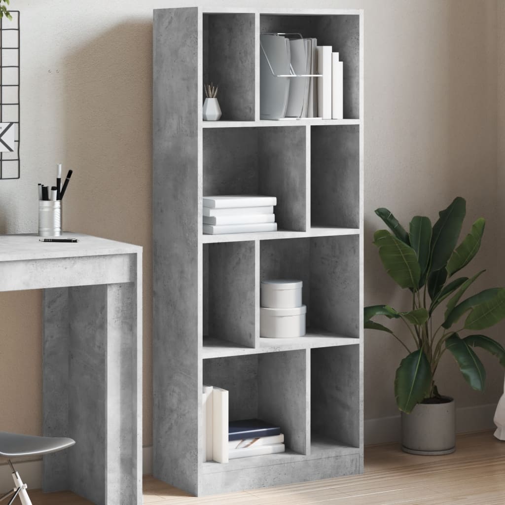 Bookshelf Concrete Grey 57x28.5x141 cm Wood Material