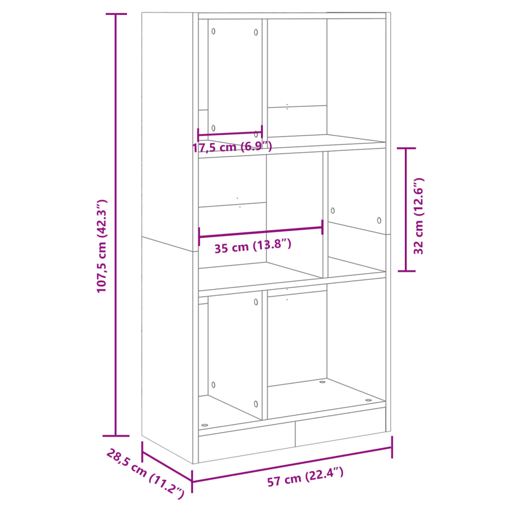 Bookshelf White 57x28.5x107.5 cm Wood Material