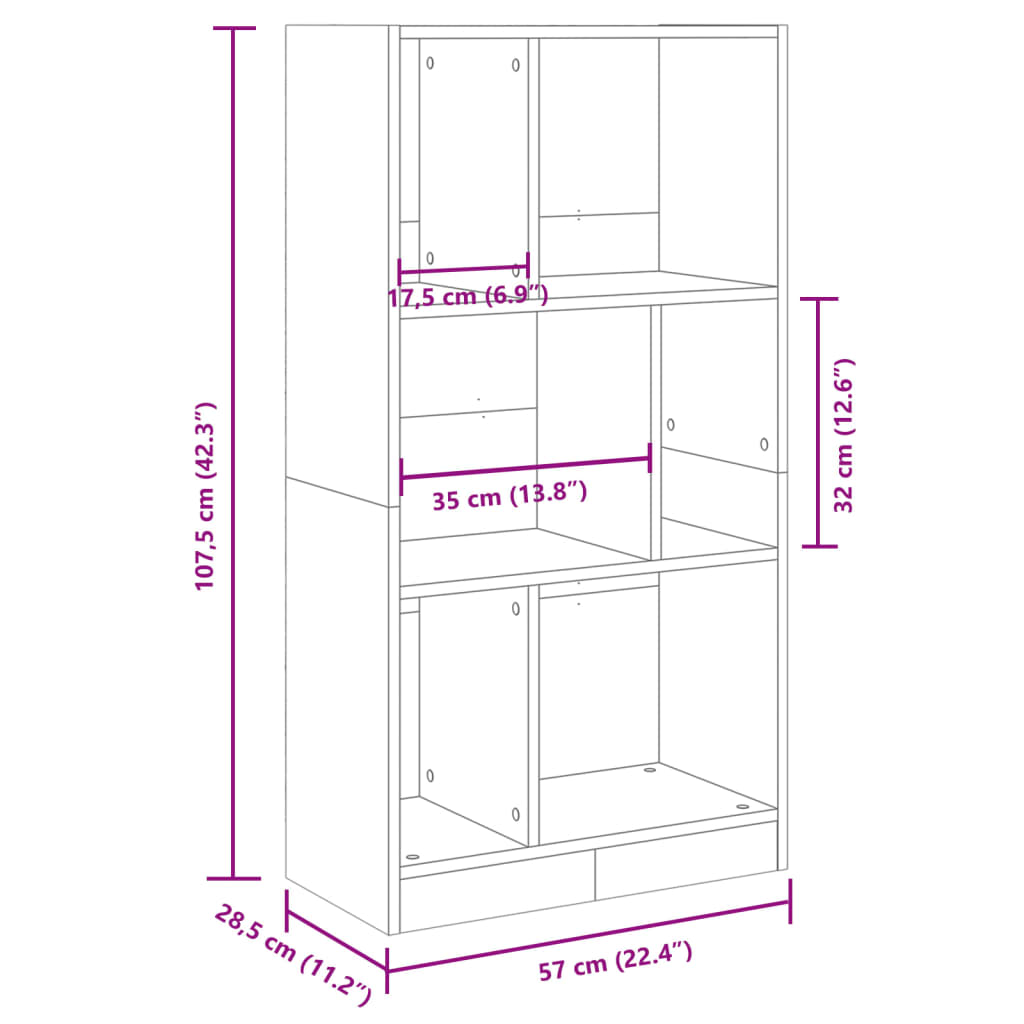 Bücherregal Sonoma-Eiche 57x28,5x107,5 cm Holzwerkstoff