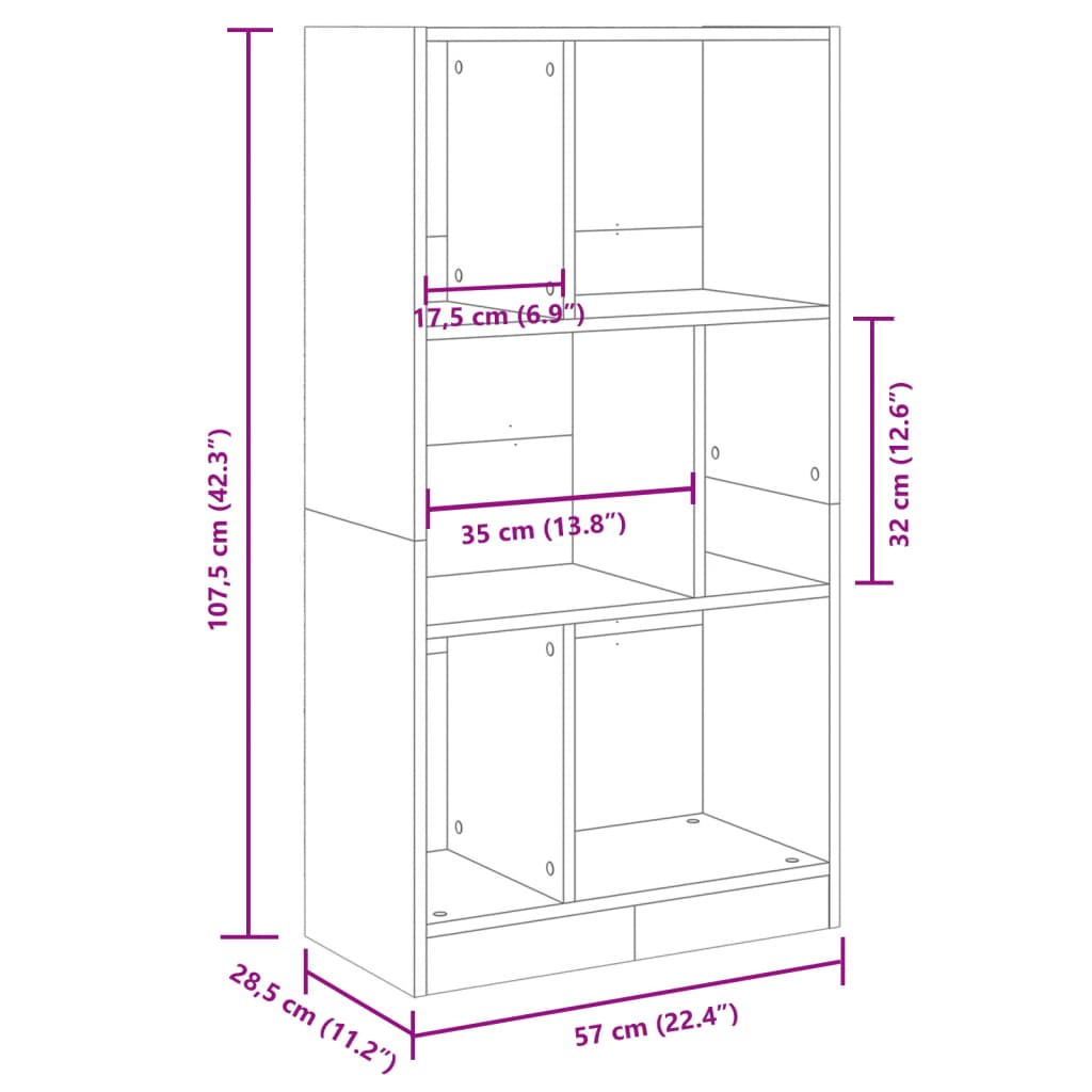 Bookshelf Concrete Grey 57x28.5x107.5 cm Wood Material