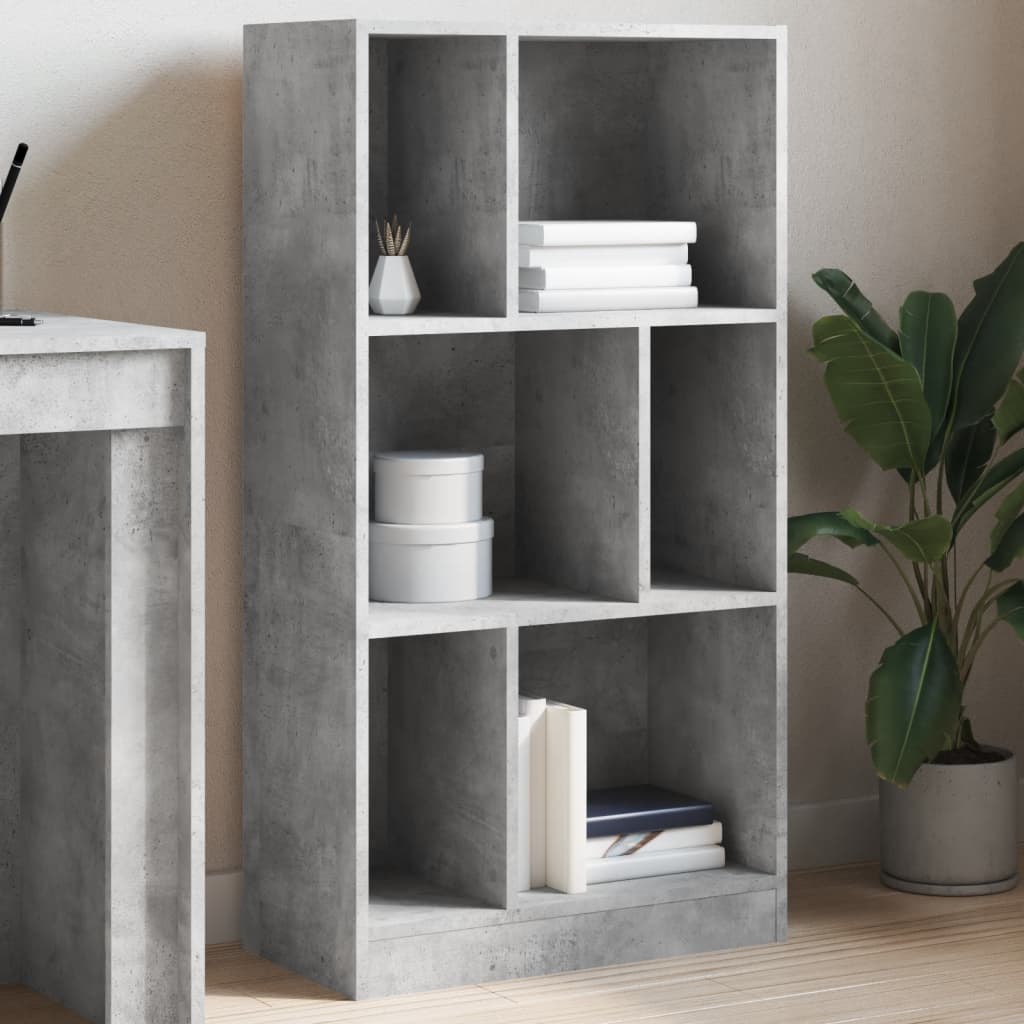 Bookshelf Concrete Grey 57x28.5x107.5 cm Wood Material