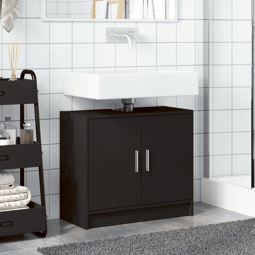 Washbasin Cabinet Black 63x29x55 cm Wood Material