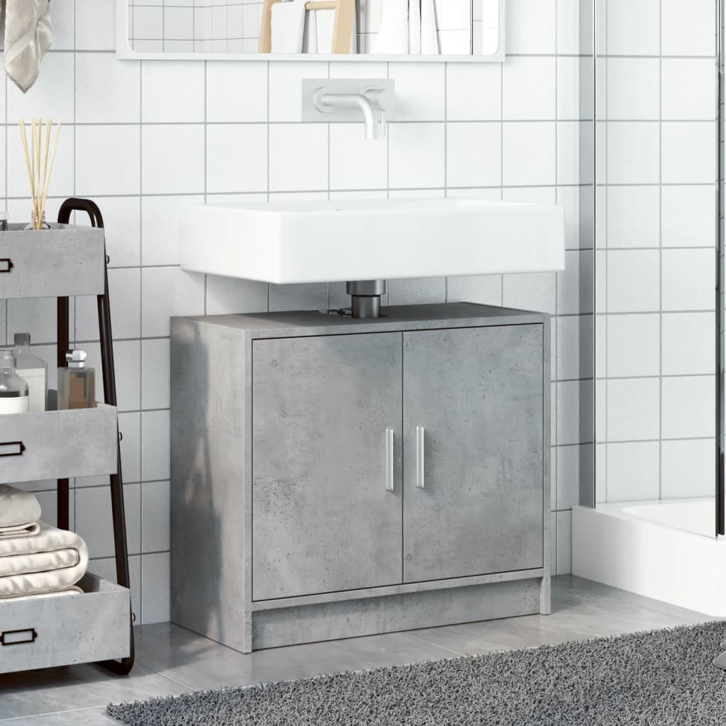 Washbasin base cabinet concrete grey 63x29x55 cm wood material