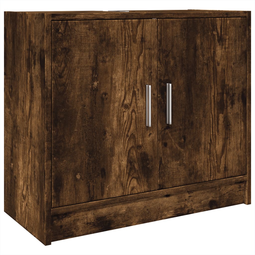 Washbasin cabinet smoked oak 63x29x55 cm wood material