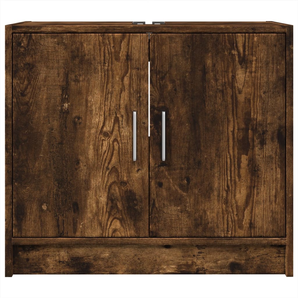 Washbasin cabinet smoked oak 63x29x55 cm wood material