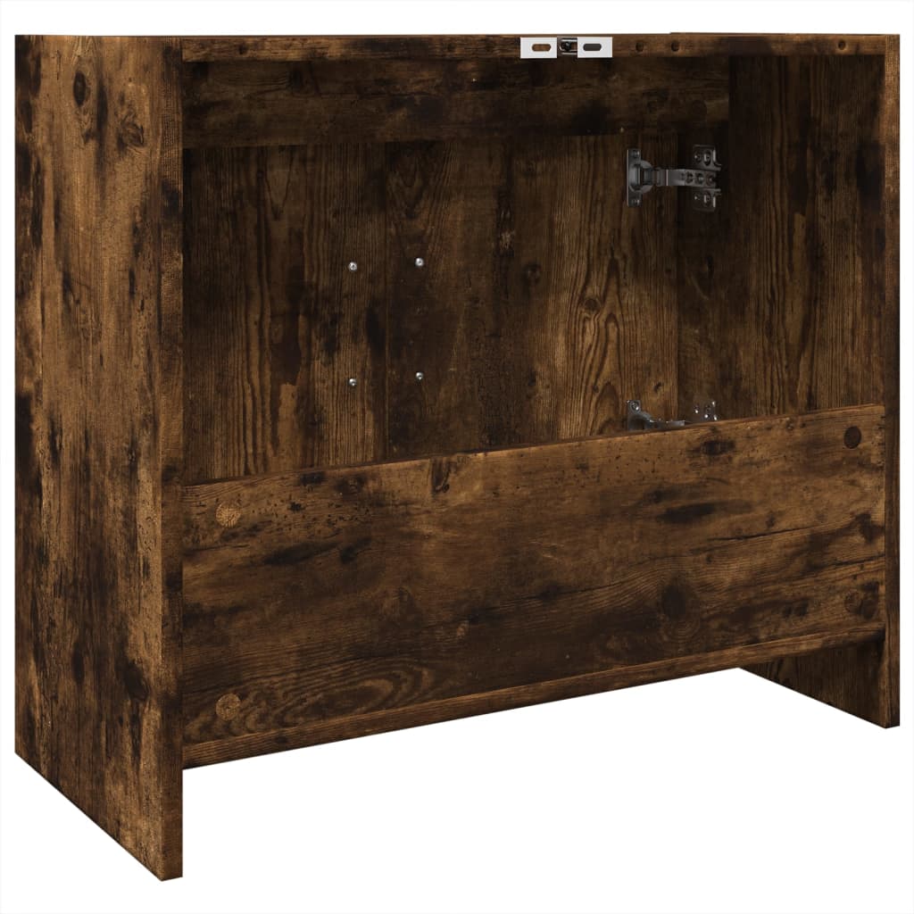 Washbasin cabinet smoked oak 63x29x55 cm wood material