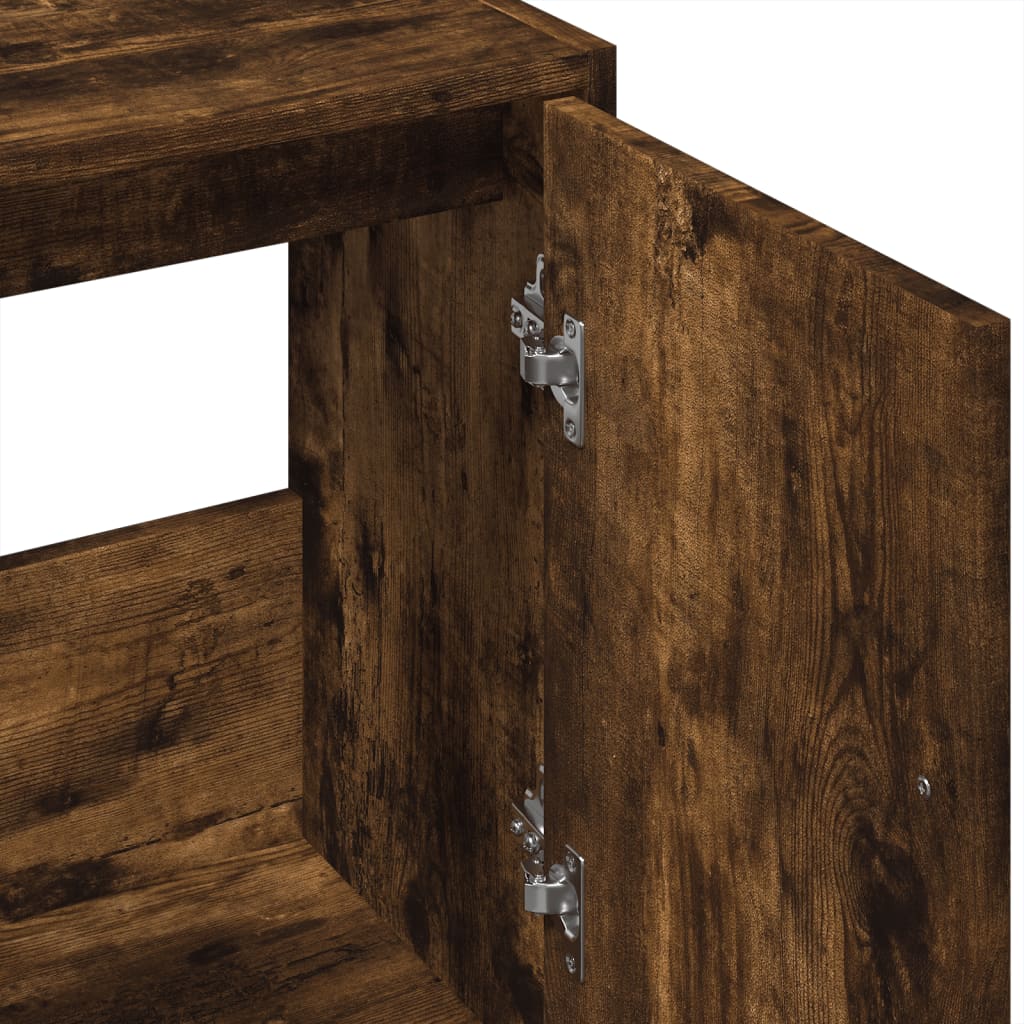 Washbasin cabinet smoked oak 63x29x55 cm wood material