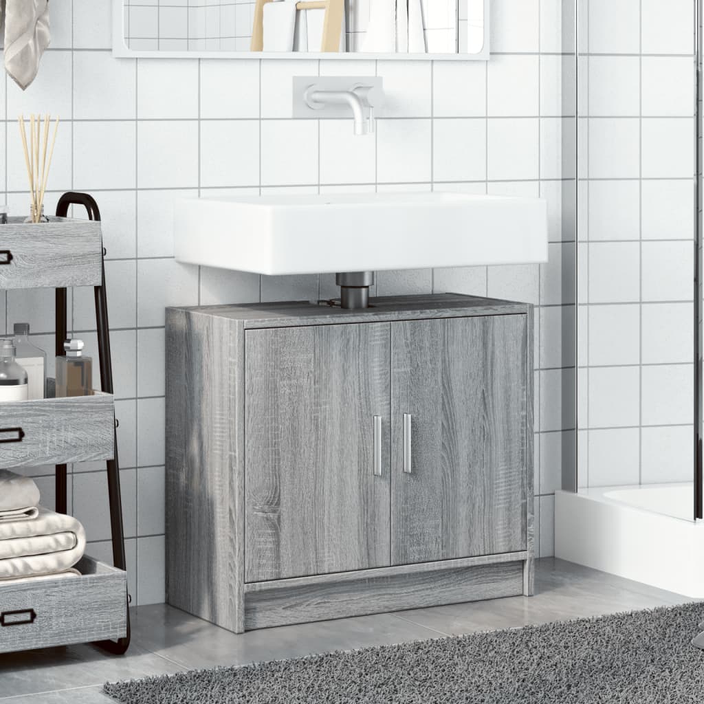 Washbasin Cabinet Grey Sonoma 63x29x55 cm Wood Material