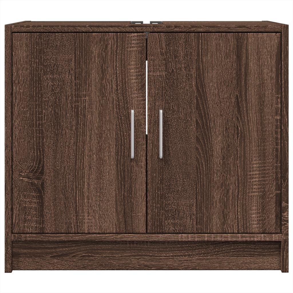 Washbasin Cabinet Brown Oak Look 63x29x55 cm Wood Material