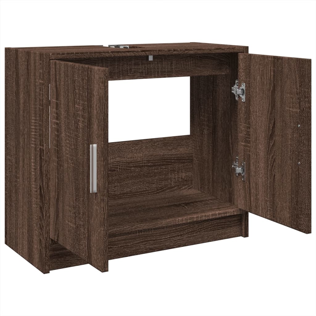 Washbasin Cabinet Brown Oak Look 63x29x55 cm Wood Material