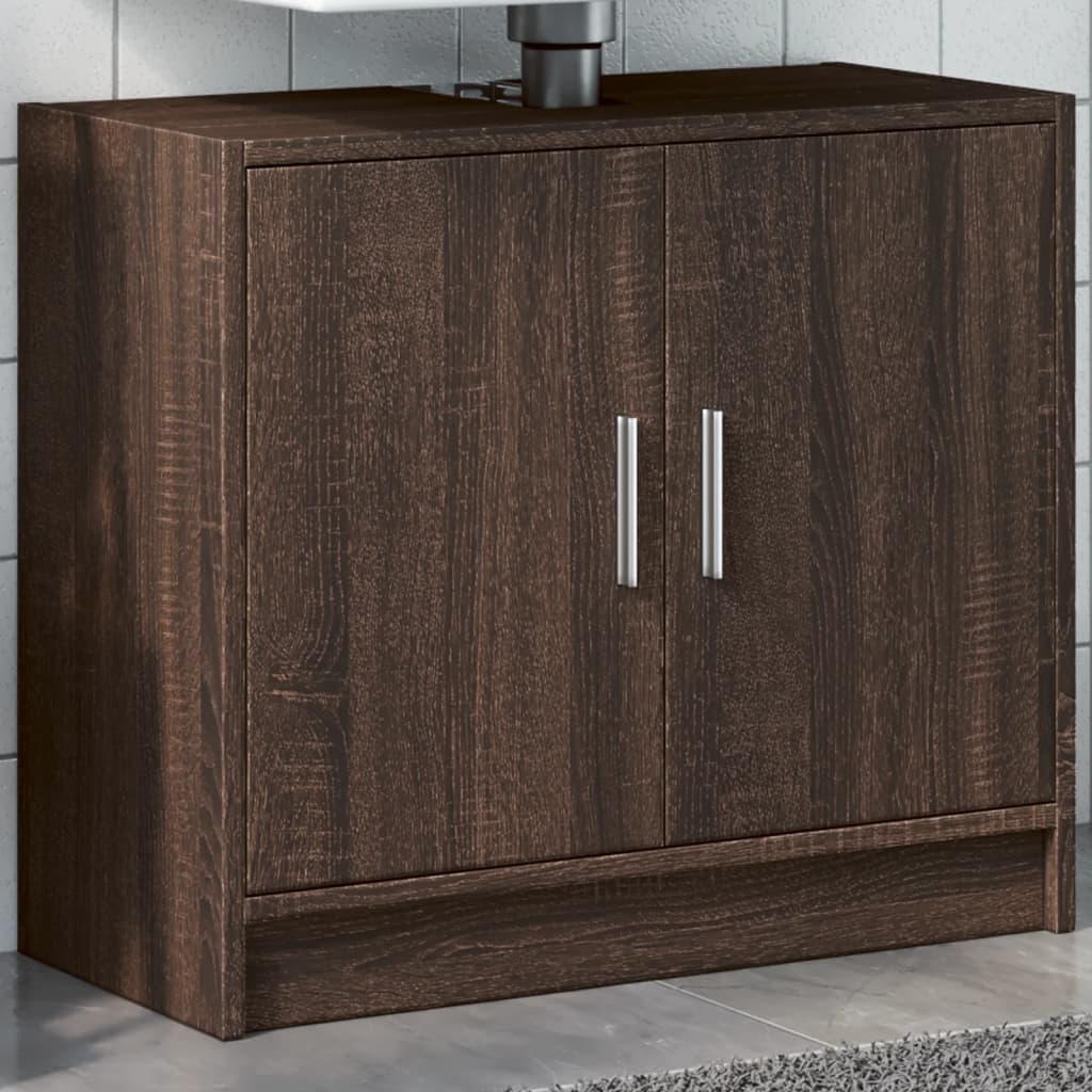 Washbasin Cabinet Brown Oak Look 63x29x55 cm Wood Material