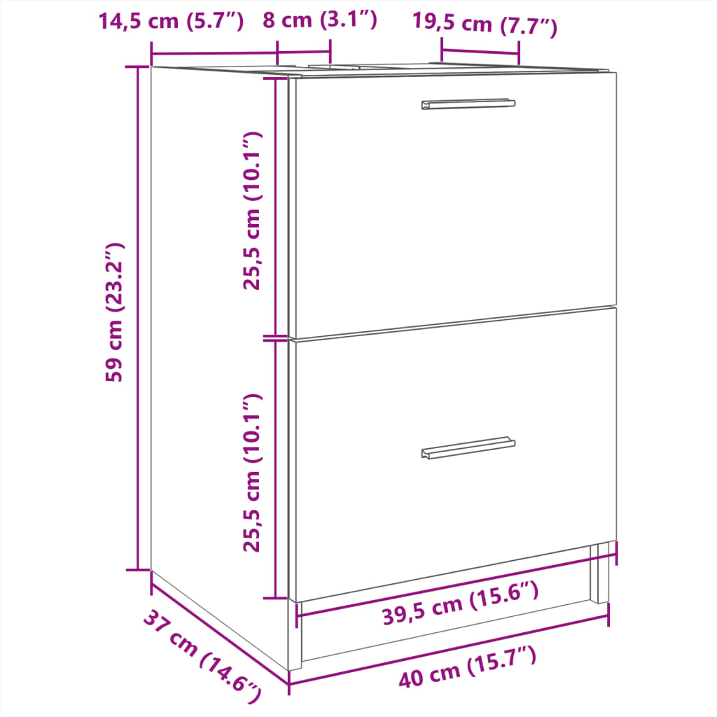 Washbasin Cabinet Brown Oak Look 40x37x59 cm