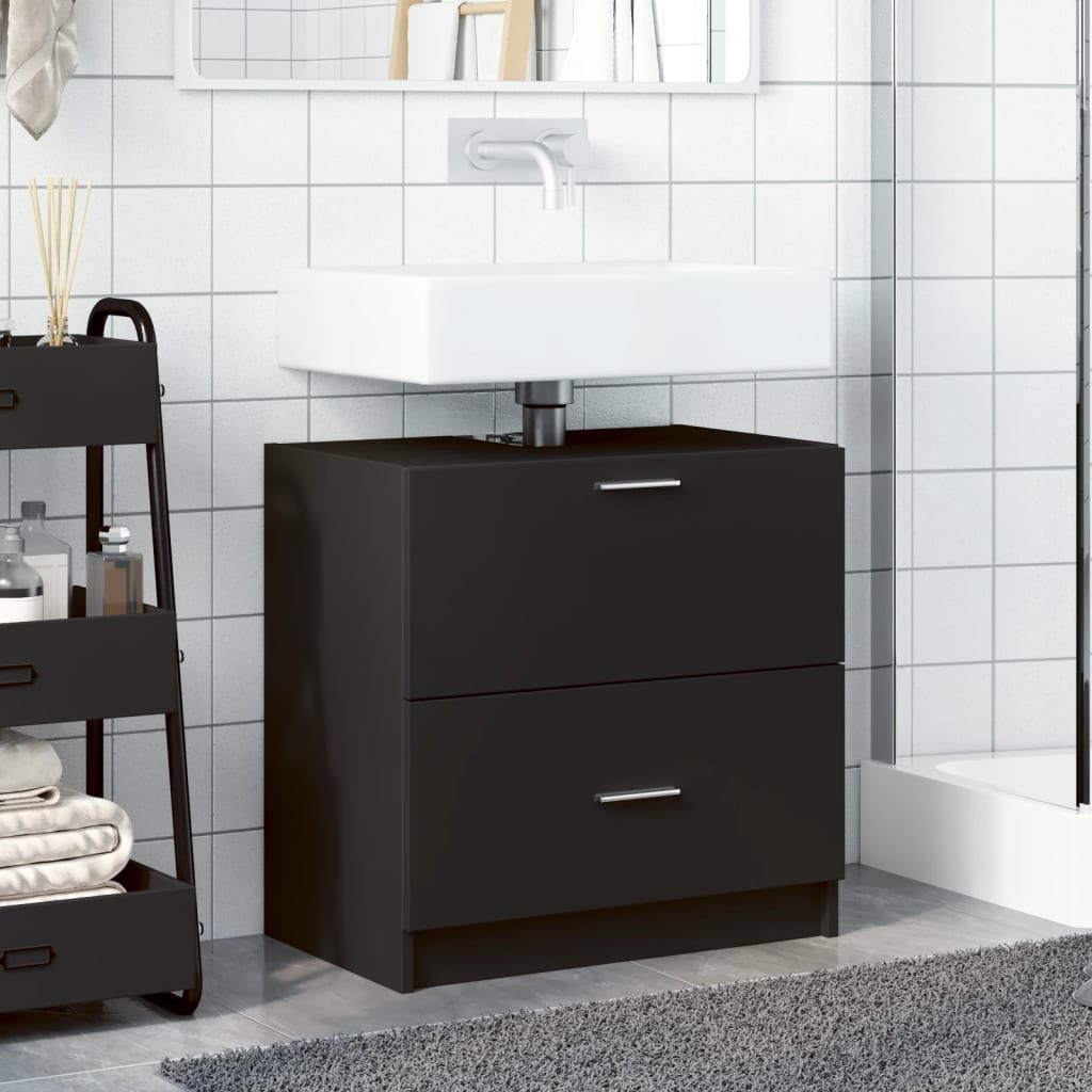 Washbasin Cabinet Black 59x37x59 cm Wood Material