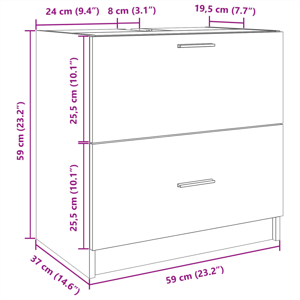 Washbasin Cabinet Black 59x37x59 cm Wood Material