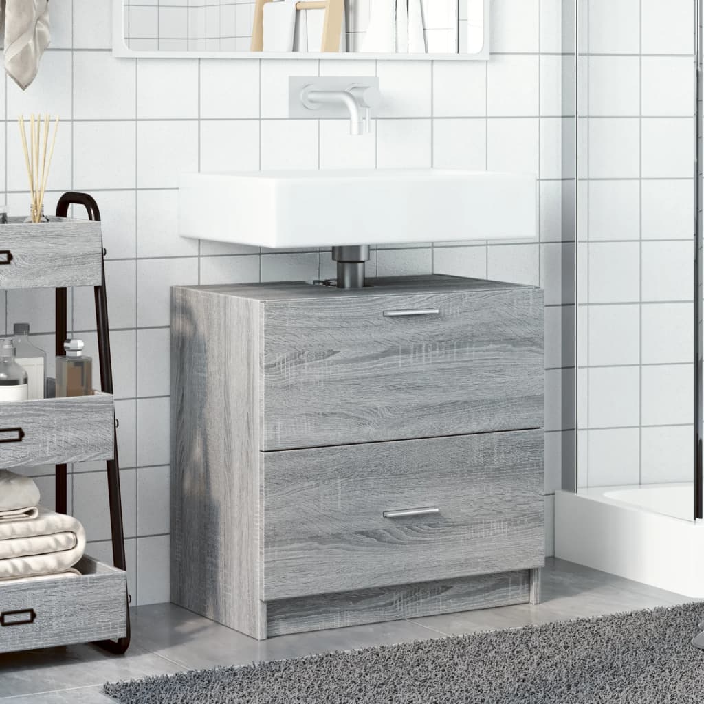 Washbasin Cabinet Grey Sonoma 59x37x59 cm Wood Material