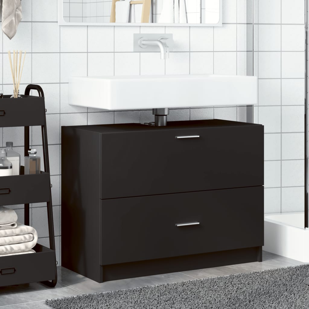 Washbasin Cabinet Black 78x37x59 cm Wood Material