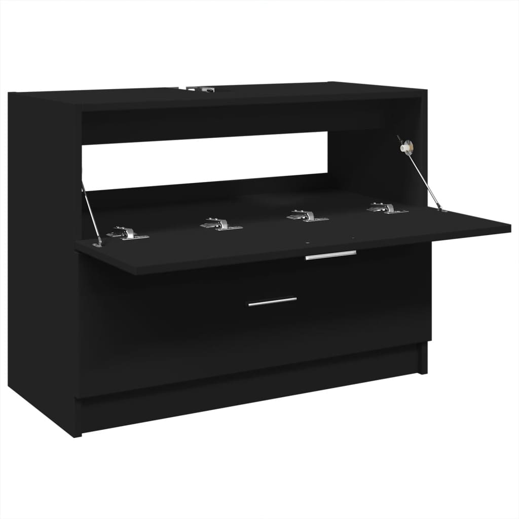 Washbasin Cabinet Black 78x37x59 cm Wood Material