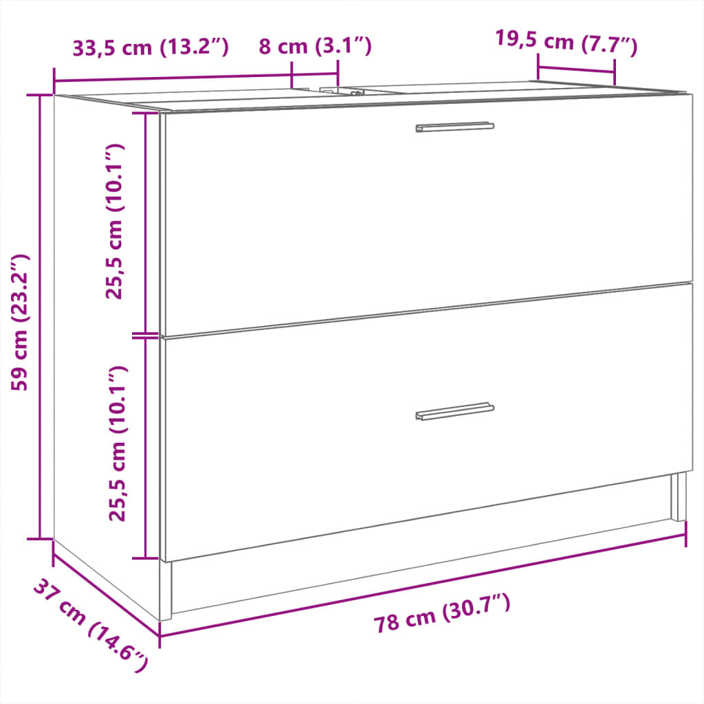 Washbasin Cabinet Black 78x37x59 cm Wood Material