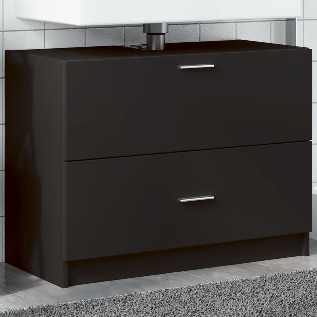 Washbasin Cabinet Black 78x37x59 cm Wood Material