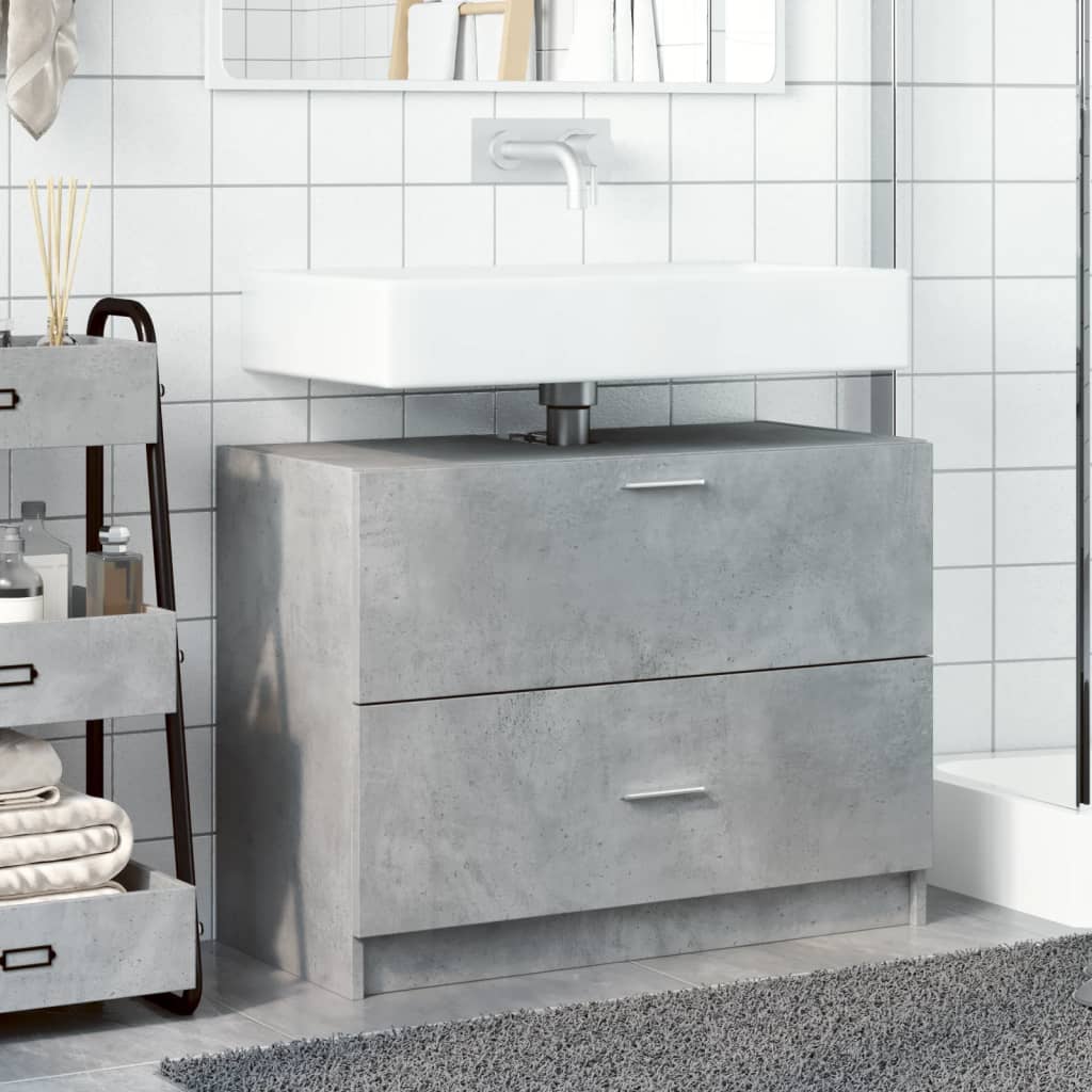 Washbasin base cabinet concrete grey 78x37x59 cm wood material