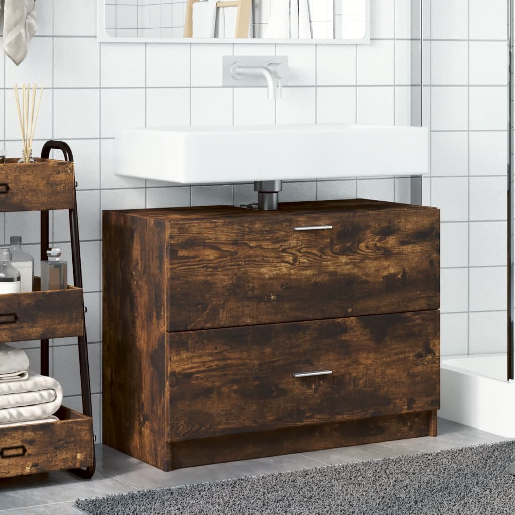 Washbasin base cabinet smoked oak 78x37x59 cm wood material