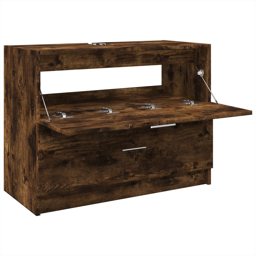 Washbasin base cabinet smoked oak 78x37x59 cm wood material