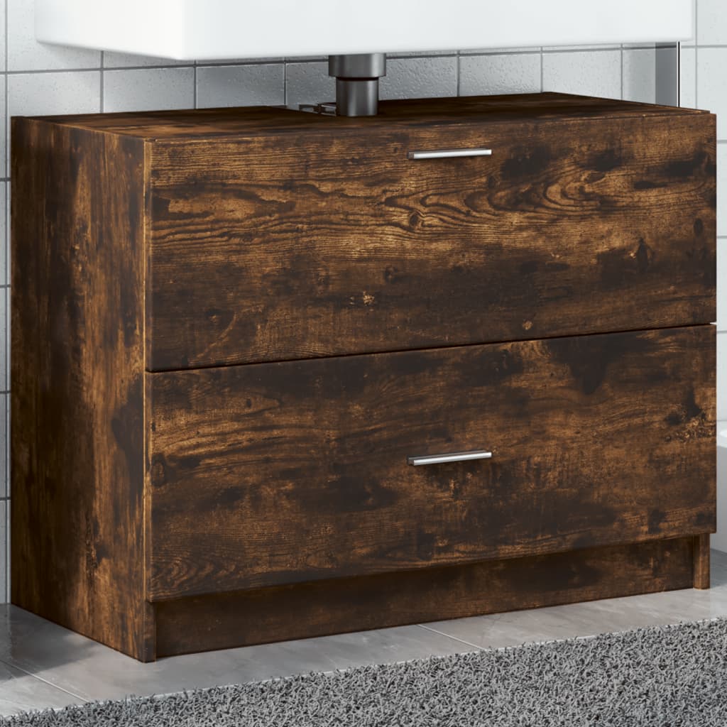 Washbasin base cabinet smoked oak 78x37x59 cm wood material