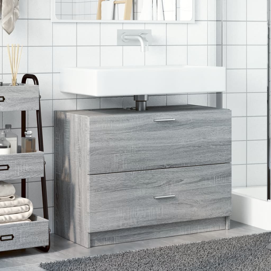 Washbasin Cabinet Grey Sonoma 78x37x59 cm Wood Material