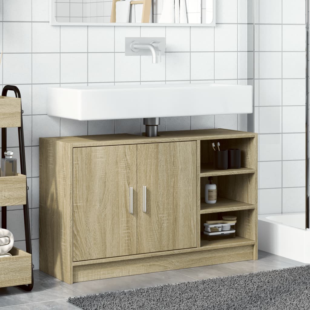 Washbasin base cabinet Sonoma oak 90x29x55 cm wood material