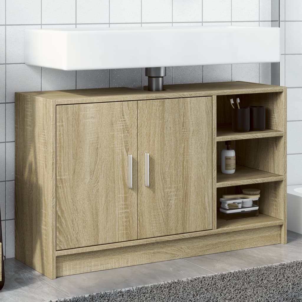 Washbasin base cabinet Sonoma oak 90x29x55 cm wood material