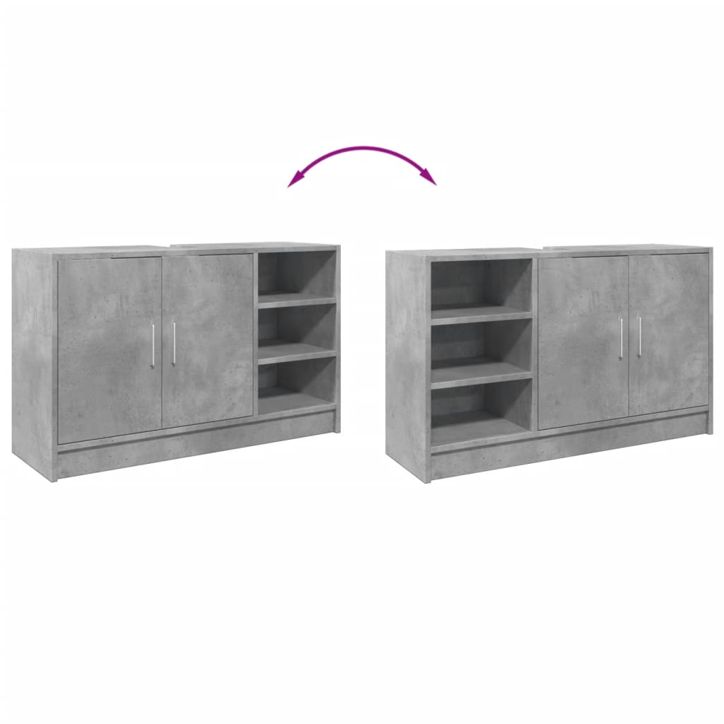 Washbasin base cabinet concrete grey 90x29x55 cm wood material