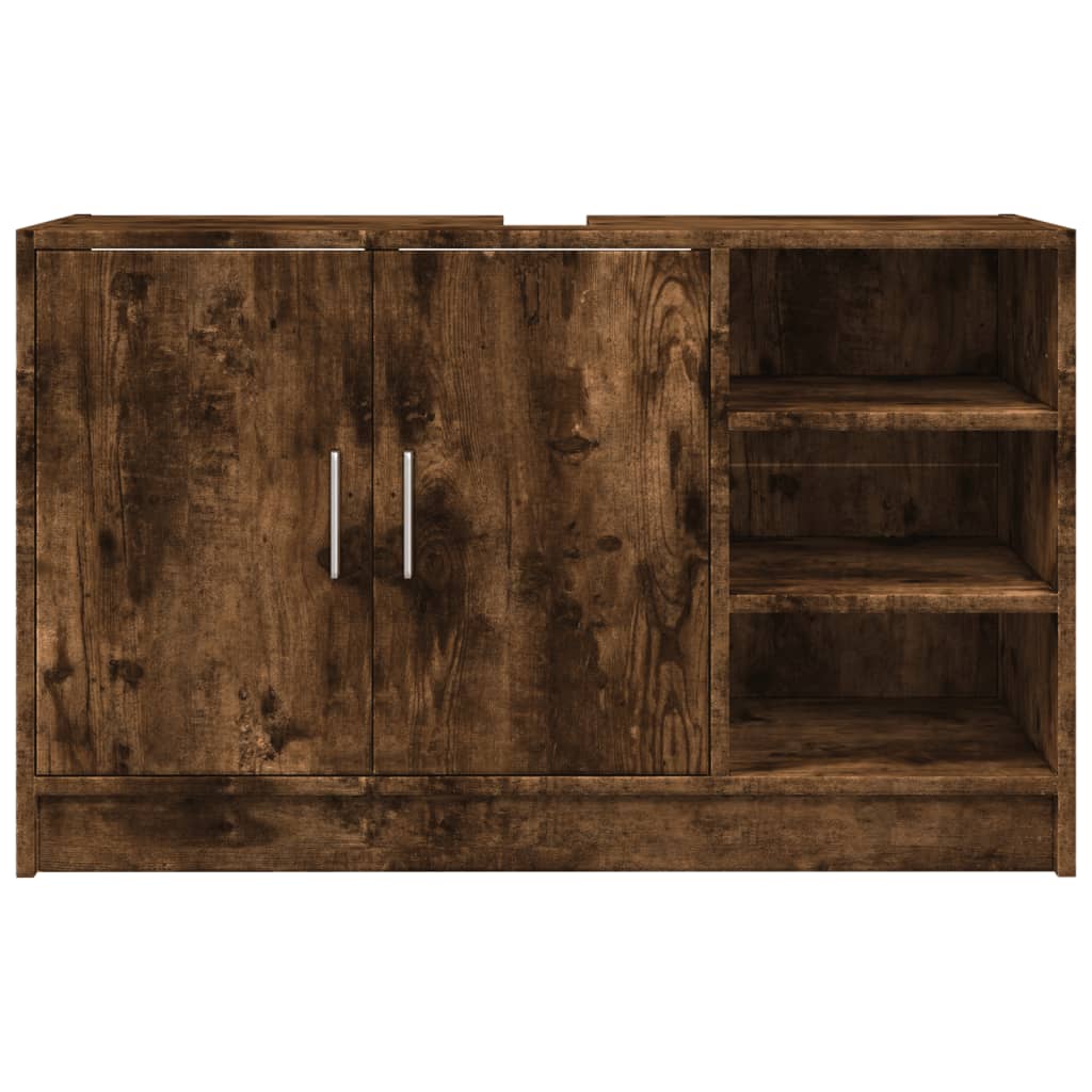 Washbasin base cabinet smoked oak 90x29x55 cm wood material