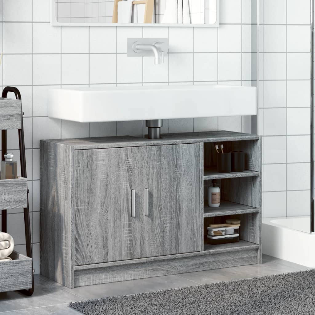 Washbasin Cabinet Grey Sonoma 90x29x55 cm Wood Material