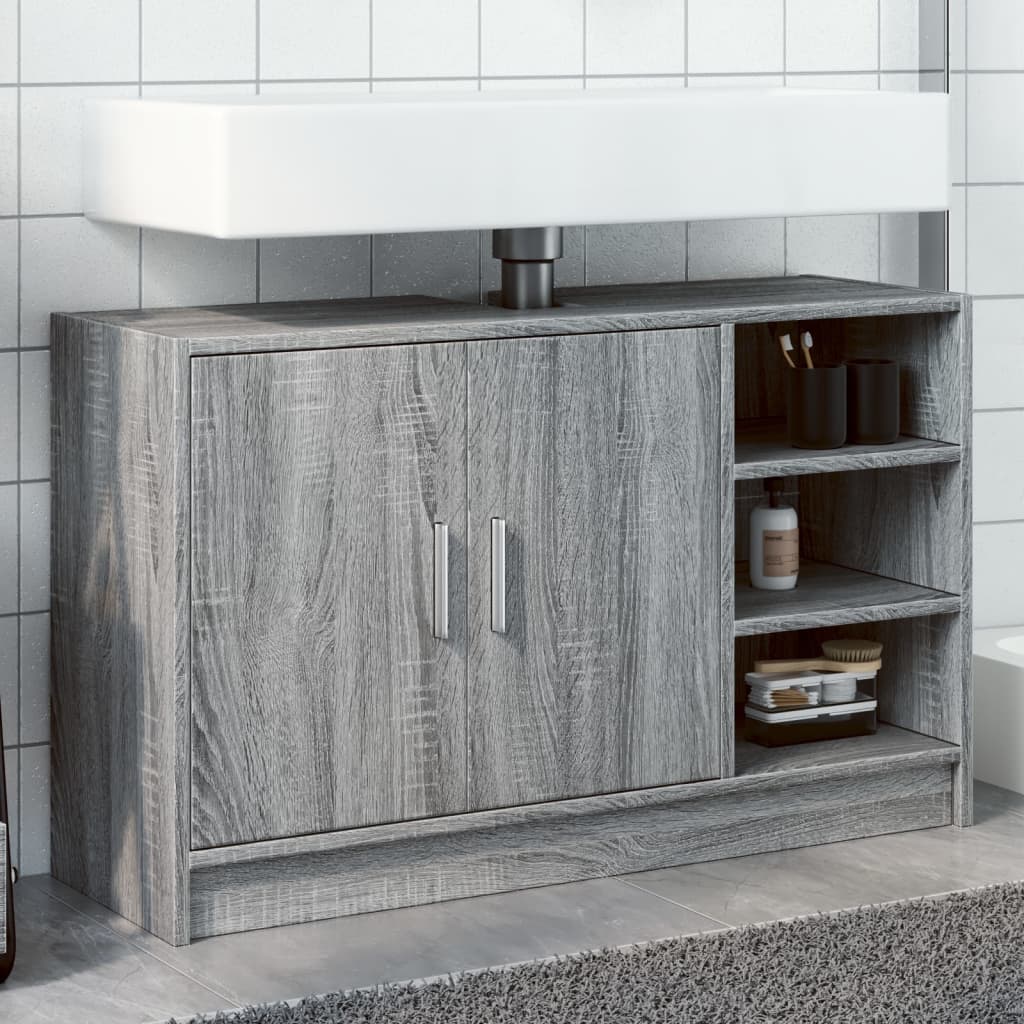 Washbasin Cabinet Grey Sonoma 90x29x55 cm Wood Material