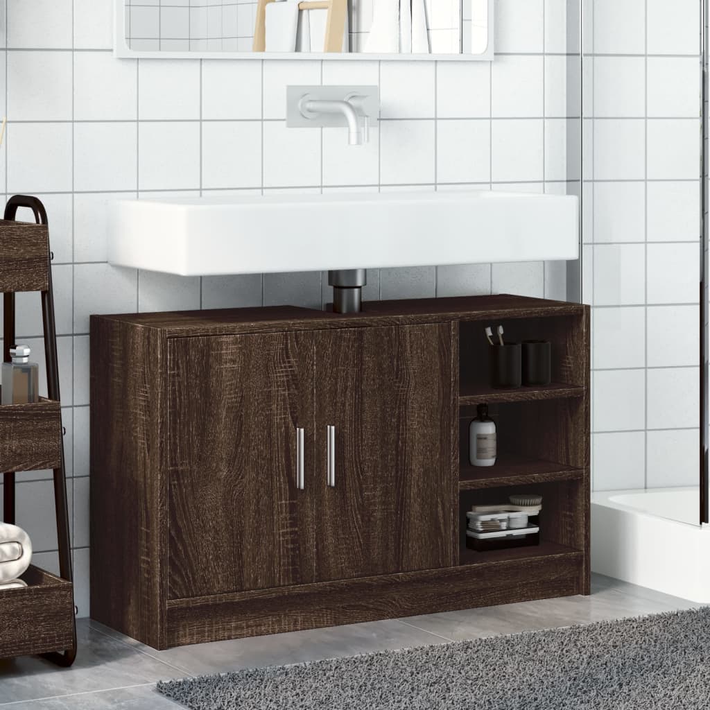 Washbasin Cabinet Brown Oak Look 90x29x55 cm