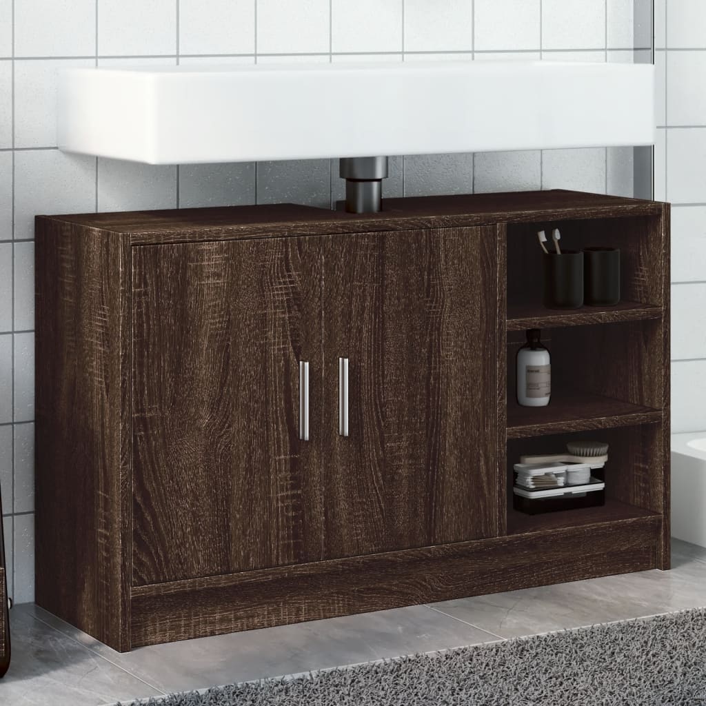 Washbasin Cabinet Brown Oak Look 90x29x55 cm