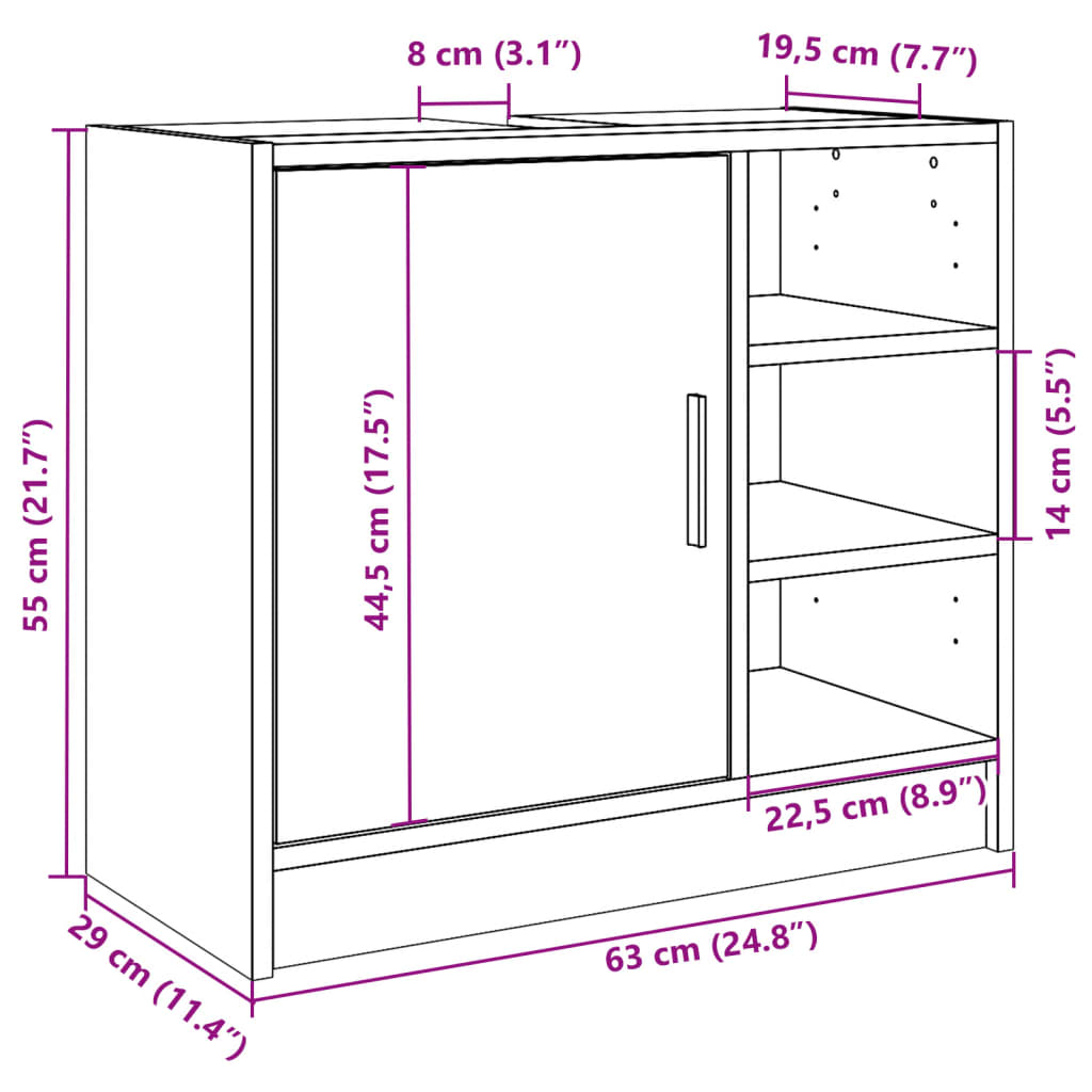 Washbasin Cabinet White 63x29x55 cm Wood Material