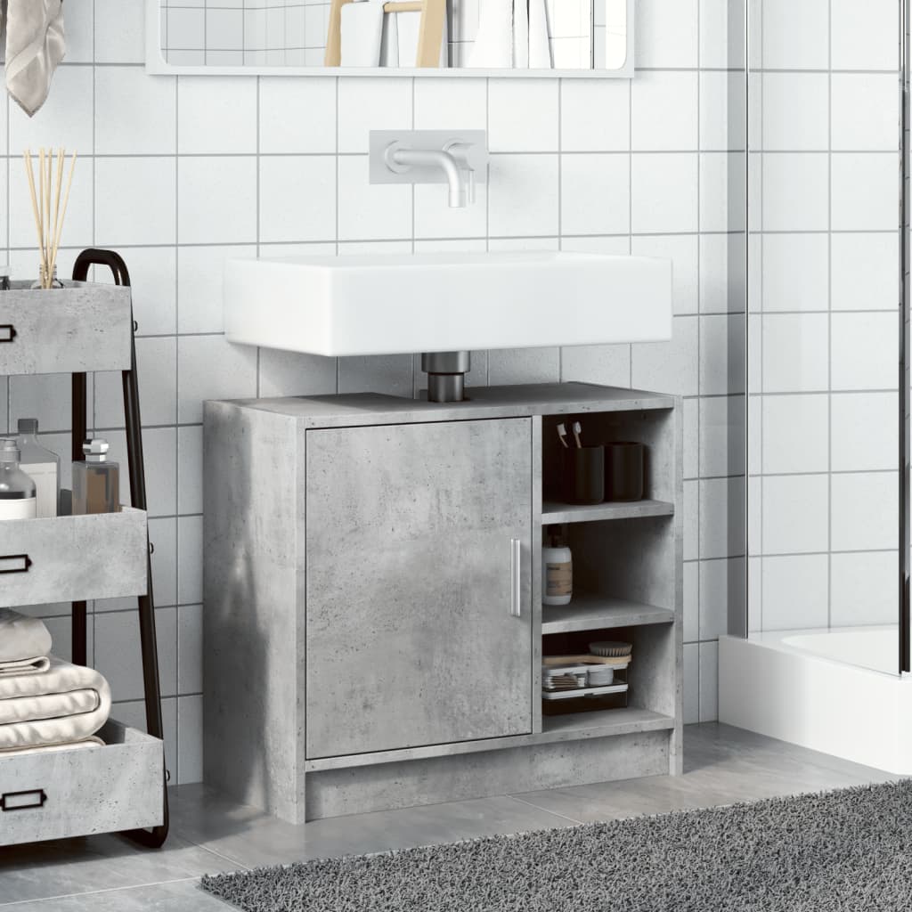 Washbasin base cabinet concrete grey 63x29x55 cm wood material