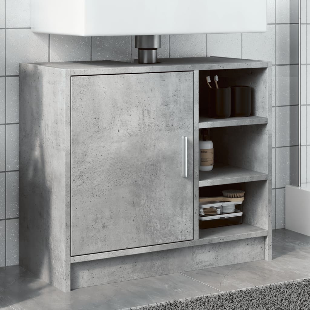 Washbasin base cabinet concrete grey 63x29x55 cm wood material