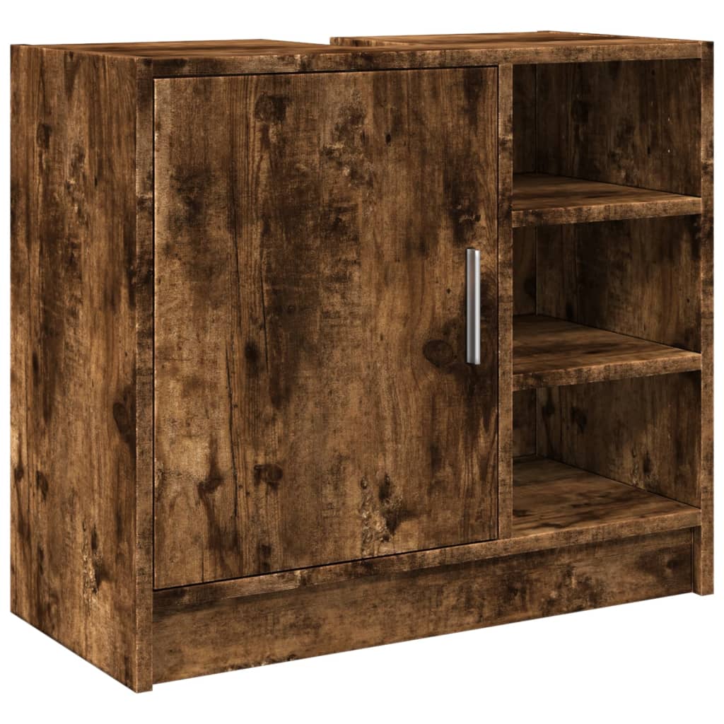 Washbasin cabinet smoked oak 63x29x55 cm wood material