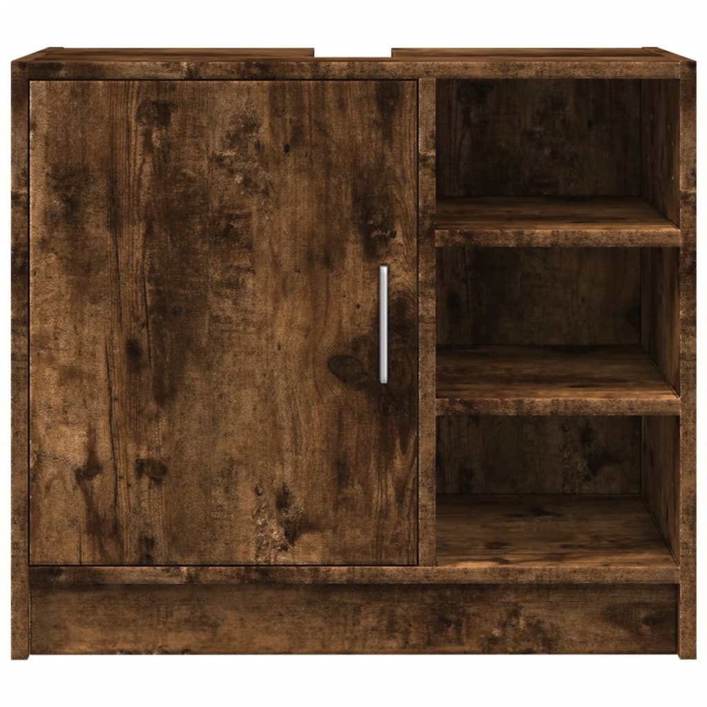 Washbasin cabinet smoked oak 63x29x55 cm wood material