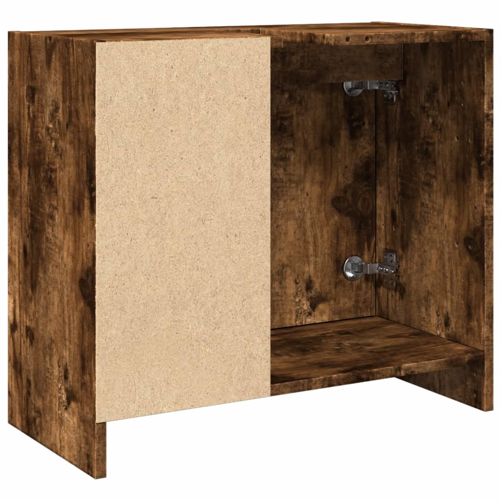 Washbasin cabinet smoked oak 63x29x55 cm wood material