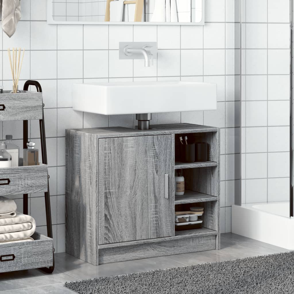 Washbasin Cabinet Grey Sonoma 63x29x55 cm Wood Material