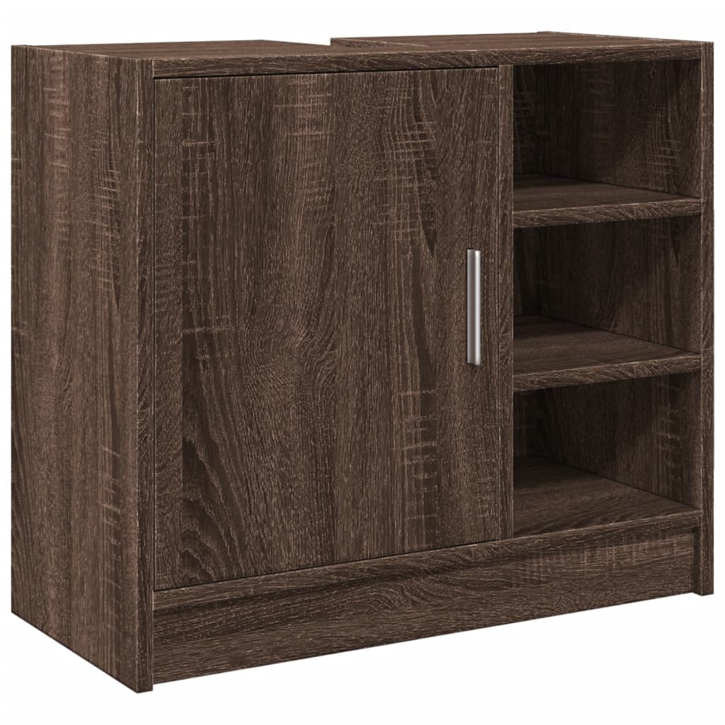 Washbasin Cabinet Brown Oak Look 63x29x55 cm Wood Material