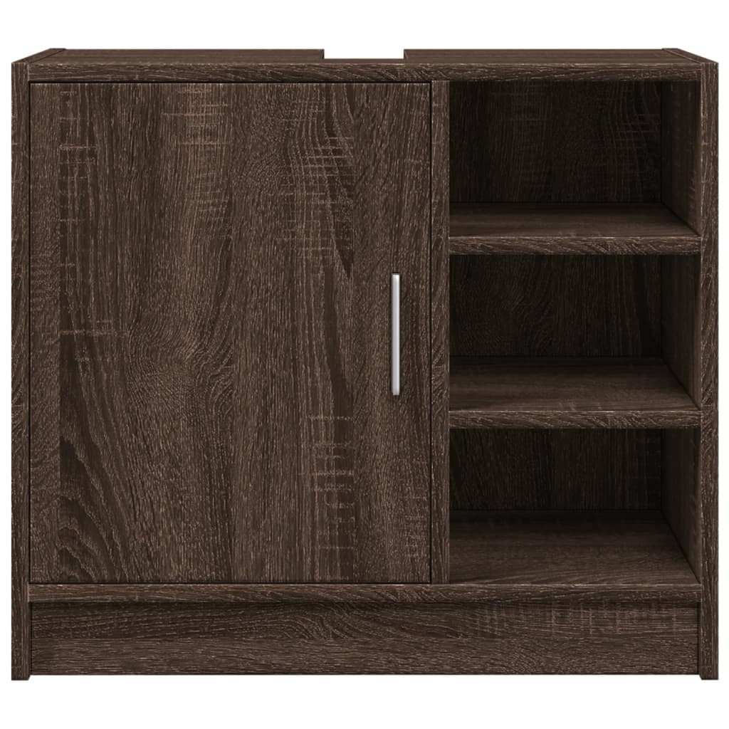 Washbasin Cabinet Brown Oak Look 63x29x55 cm Wood Material