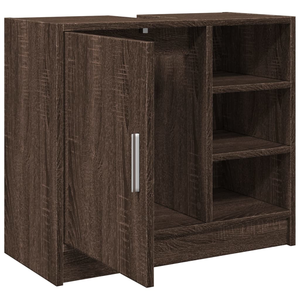 Washbasin Cabinet Brown Oak Look 63x29x55 cm Wood Material