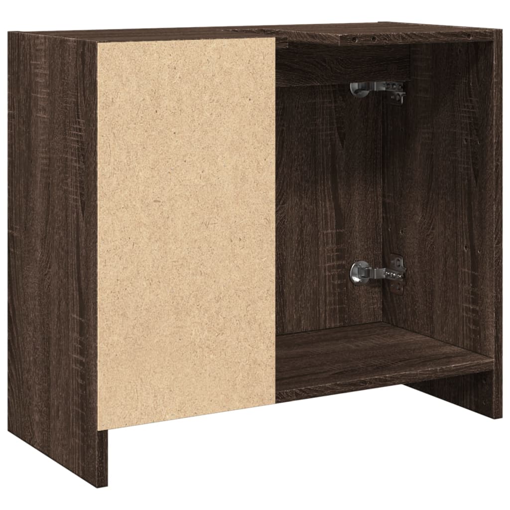 Washbasin Cabinet Brown Oak Look 63x29x55 cm Wood Material