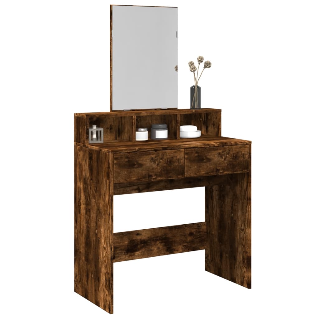 Dressing table with mirror smoked oak 80x41x144.5 cm