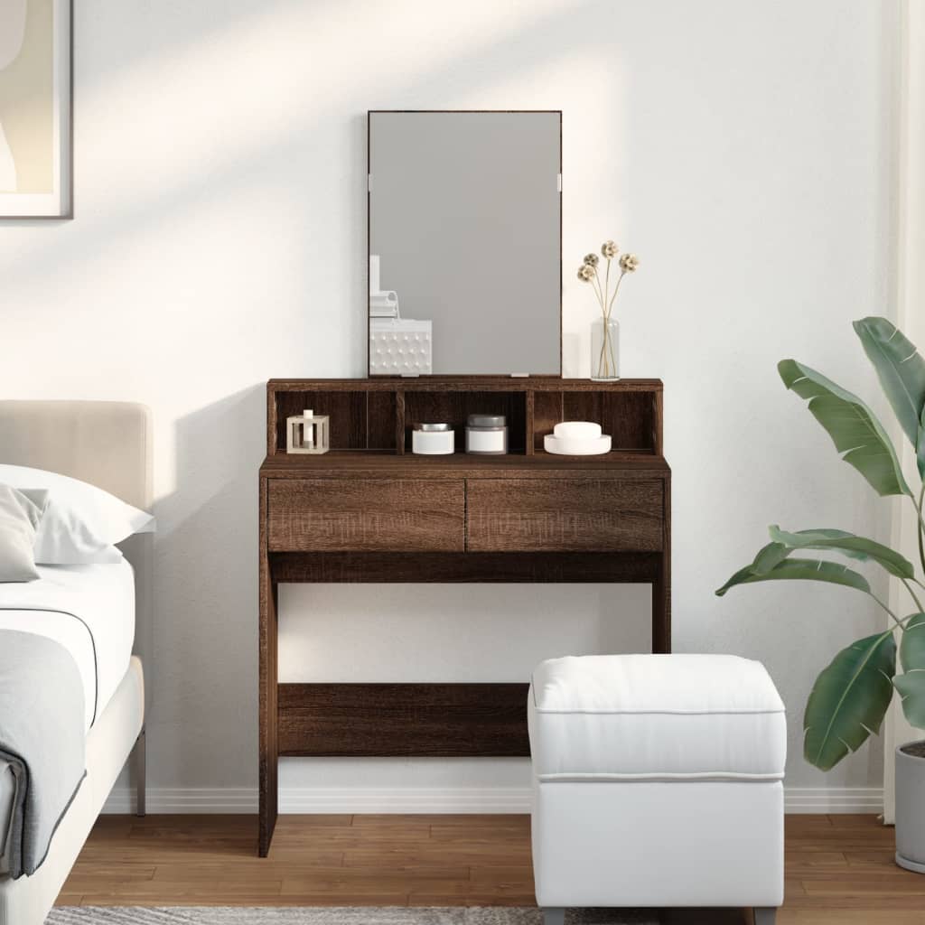 Dressing Table with Mirror Brown Oak Look 80x41x144.5 cm