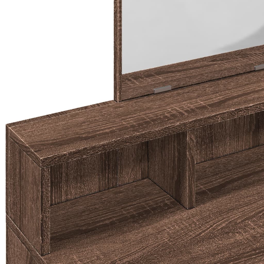 Dressing Table with Mirror Brown Oak Look 80x41x144.5 cm